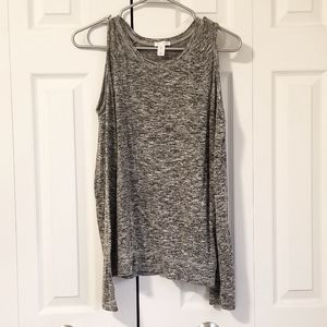 Heather gray cold shoulder top, juniors M